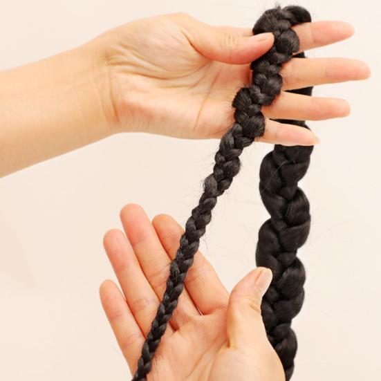 Braid Wig Smooth Realistic Natural Elastic Hair Rope Soft Hairs Styling Comfortable To Wear African Dirty Braid Long Ponytail Wig Girl Supply