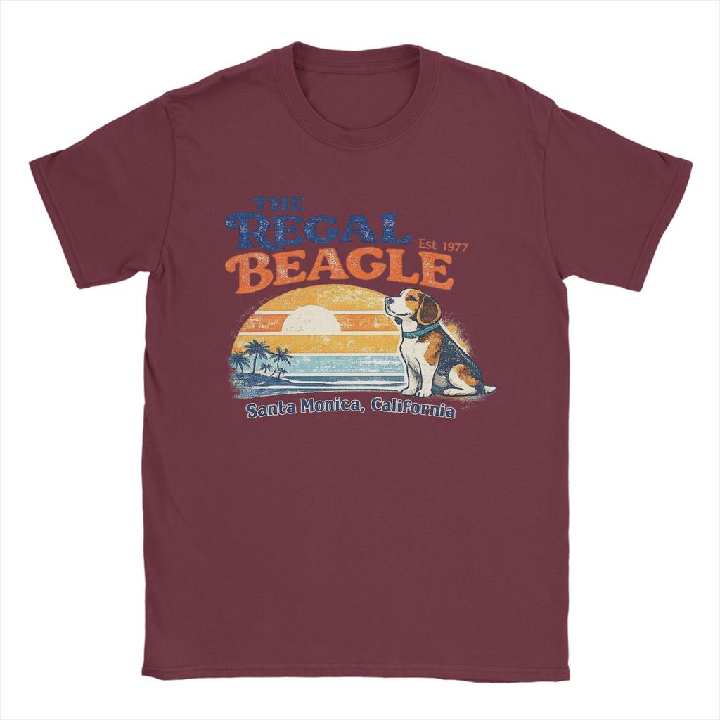 Vintage the Regal Beagle Est 1977 Santa Monica Kalifornien Herren T-Shirts Lässige T-Shirts Kurzarm O-Ausschnitt T-Shirt Baumwolle Einzigartig