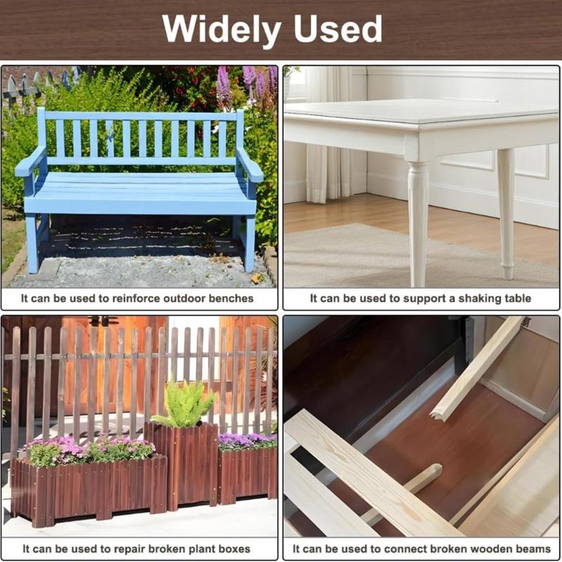 4Pcs Stainless Steel Metal Straight Brackets With Screws Repairing Mending Plate for Wood Furniture Easy To Install