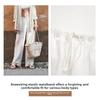 White linen tencel wide-leg women's pants, spring/summer high-end loose simple straight-leg pants, paper-thin cotton-linen casual women's trousers