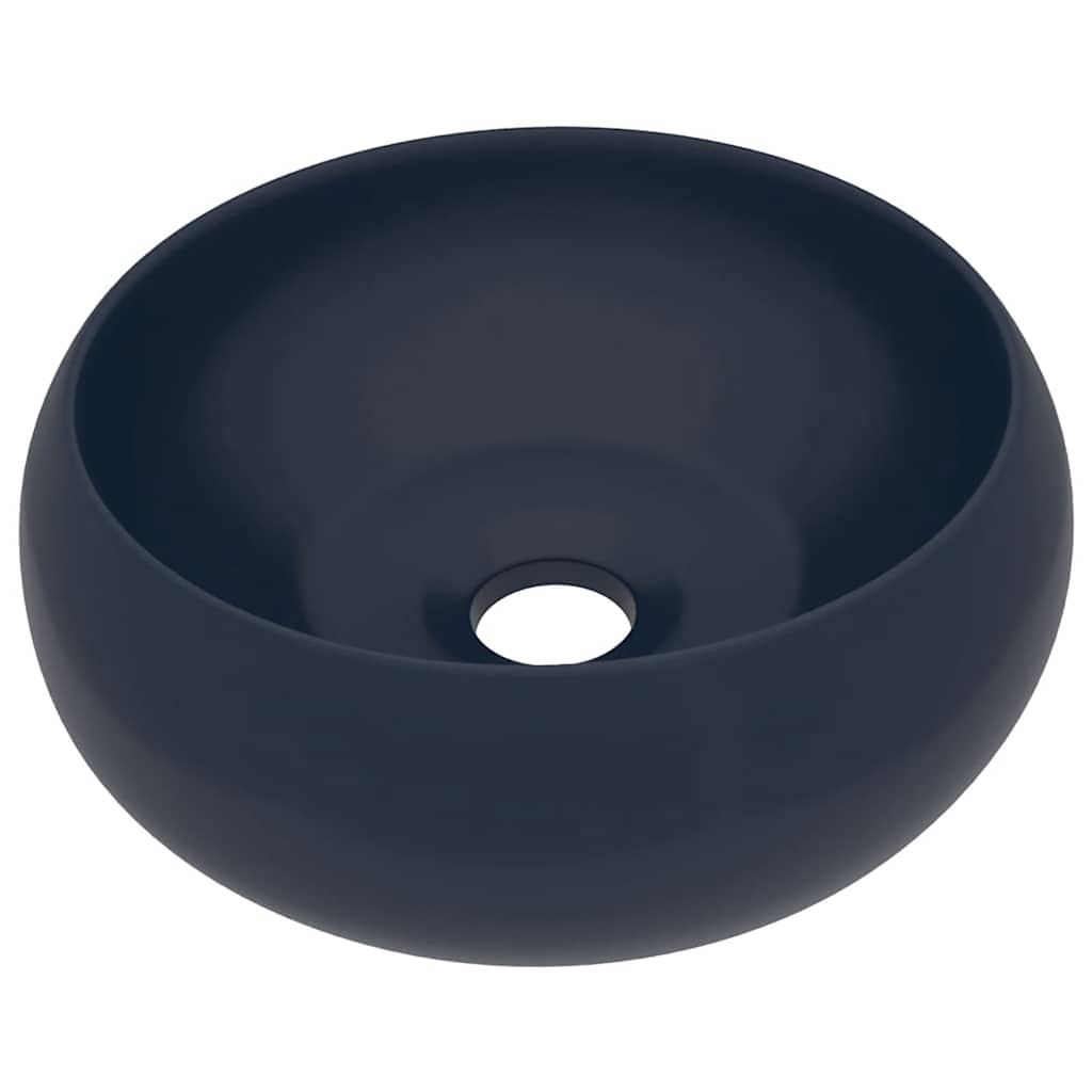 Luxury Round Wash Basin Matte Dark Blue 40 X 15 Cm Ceramic