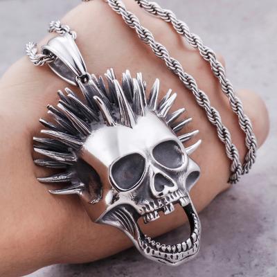 Retro Gothic Schädel Stil Cocktail Party Biker Anhänger Halskette für Männer Gothic Edelstahl Schmuck Männliche Anhänger Halsketten