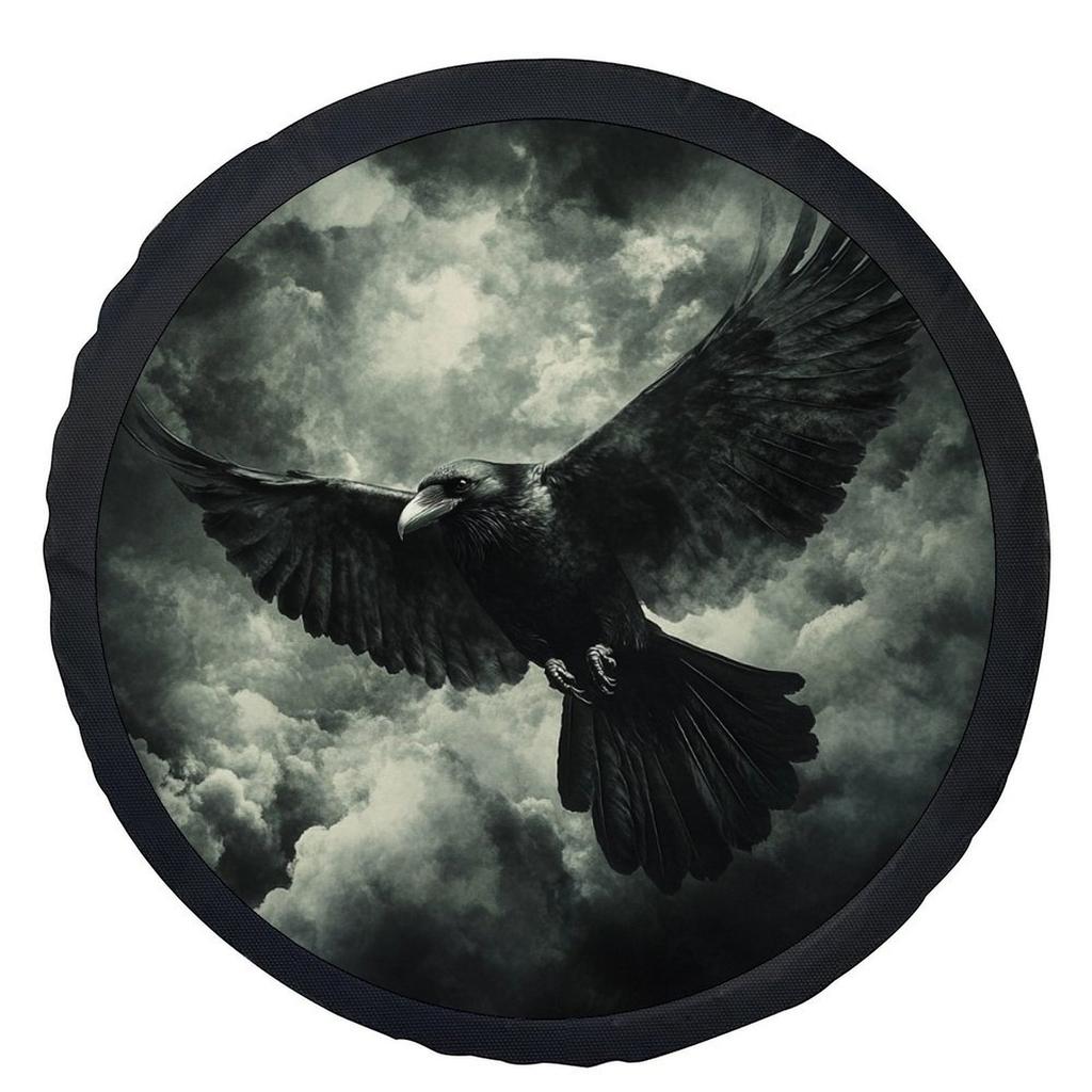 1pc Flying Raven Themed Tire Cover Wheel Cover, Trendy Universal Wheel Cover Tire Cover Wheel Protection Cover, Suitable For Mos