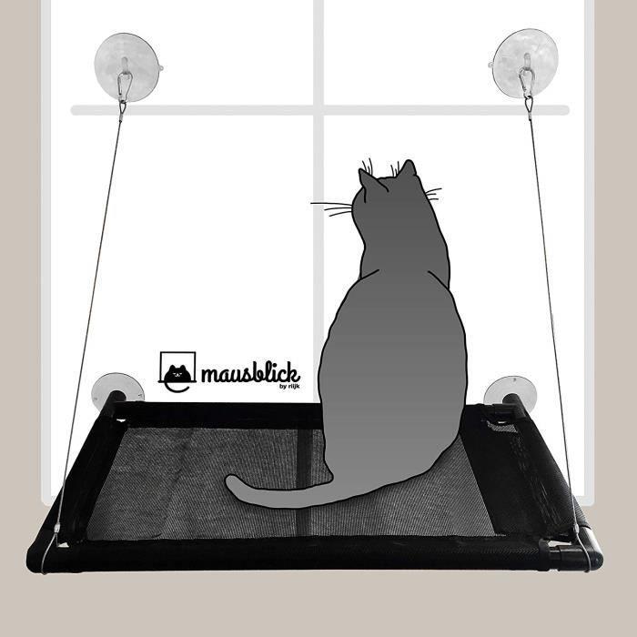 Hamac pour chat - mausblick - lit de fenêtre - plastique - noir - 62 x 11,2 x 8,2 cm