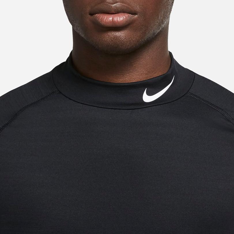 Nike Pro T Shirts Men's Black Stand Collar Moderate CU4970-010
