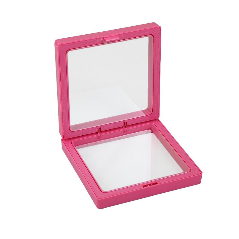 1Pc Jewelry Case PE Film Badge Storage Transparent Ring Casket Elastic Jewelry Display Container Dustproof Frame Portable