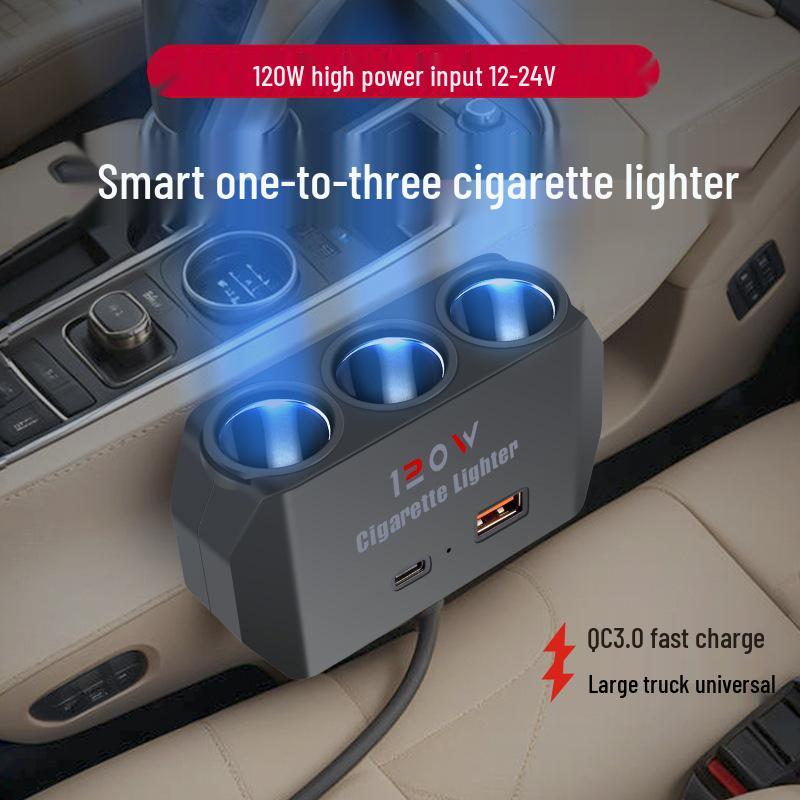 

Type-C Car Charger: Fast Charging 3-Port USB Adapter with PD+.