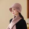 Autumn And Winter Hats Women'S Solid Color Flower High-End Mother Hat Plush Rabbit Fur Warm Knitted Wool Hat
