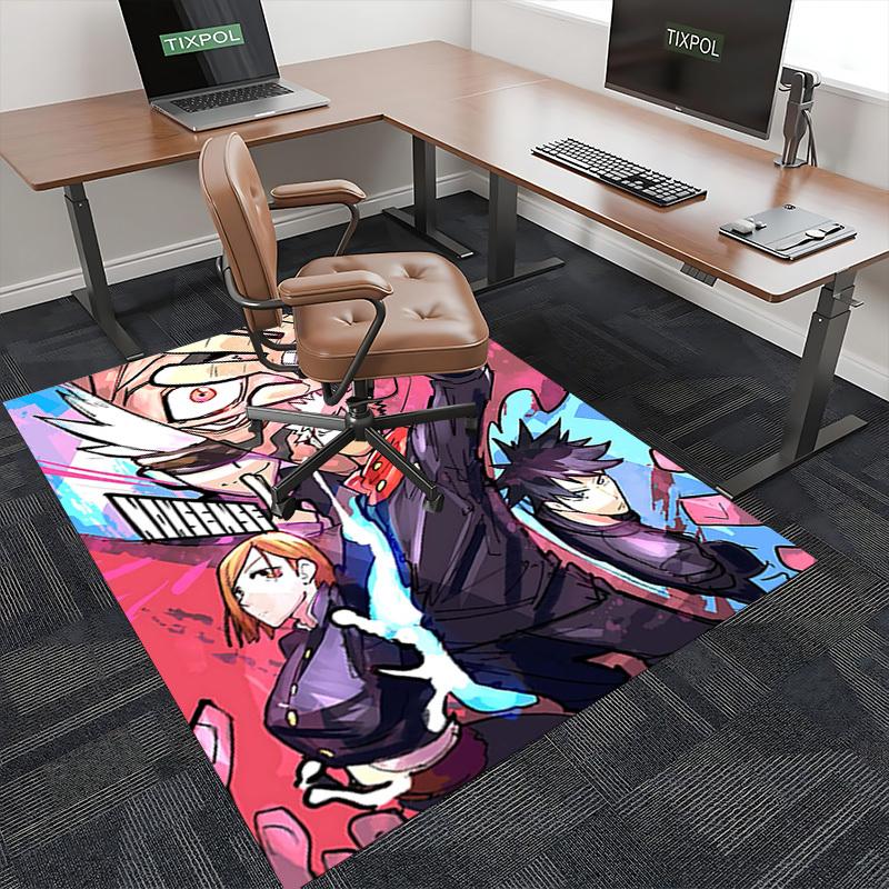1pc Anime Cartoon Design Jujutsu Kaisen Chair Mat - Non-Slip Carpet for Office, Home Decor, Living Room, Bedroom, Game Room - Perfect Gift for Anime L