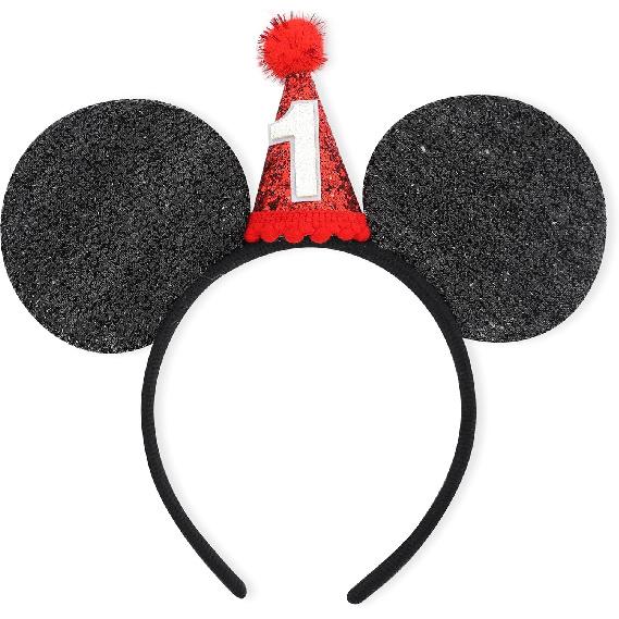 Mouse Ears Birthday Party Decorations - 1st Birthday Headpiece with Mini Hat and Photo Prop