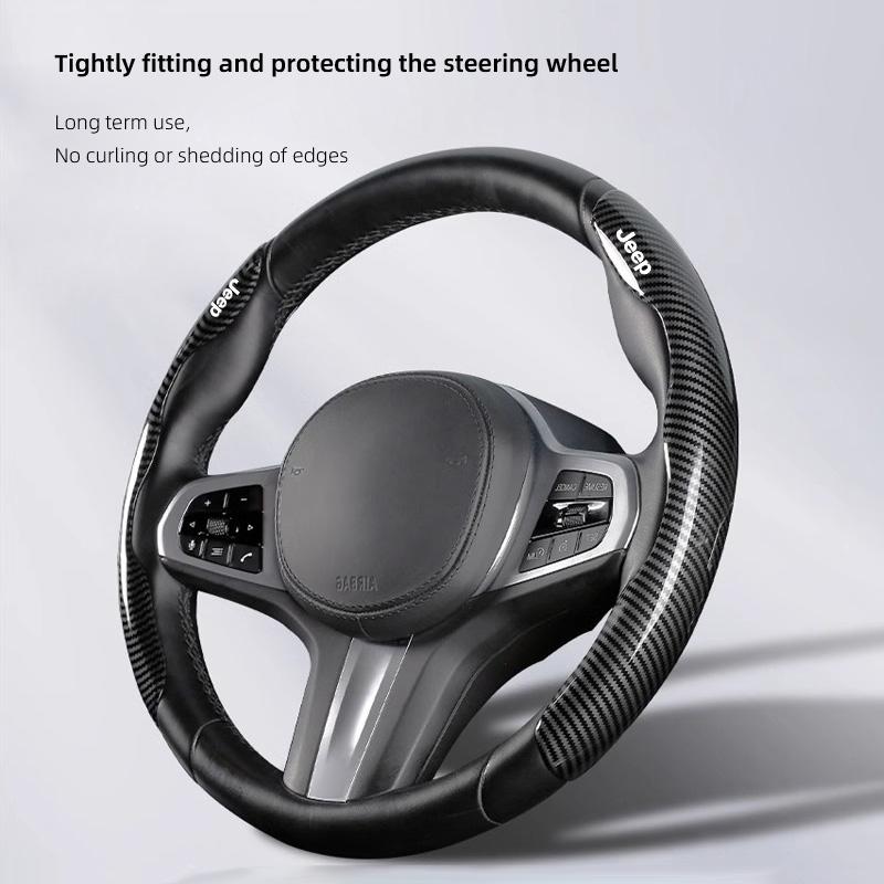 For Jeep Car Steering Wheel Cover Carbon Fibre Sports Styling Accessories For Jeep Grand Cherokee Wrangler JK Gladiator Compa