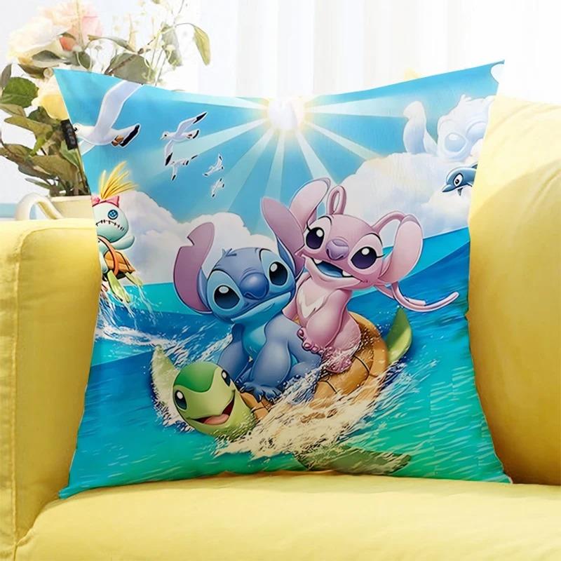 

Красочные и очаровательные наволочки с принтом Стич для уютного декора! Наволочка для диванной подушки, односторонняя печать, украшение комнаты для дома 16x16Inch