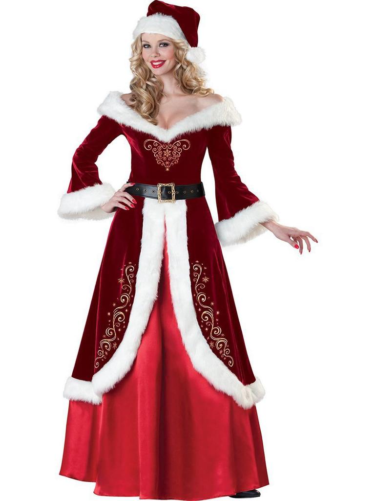 European & American Long-Sleeve Santa Costume for Couples - Festive Party Attire