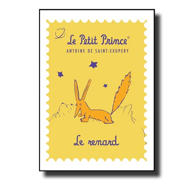 The Little Prince Fox Fairy Tale Posters and Prints Cartoon Stamp Wall Art Canvas Painting Picture for Kids Room Home Decor