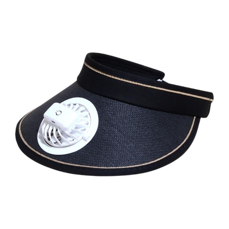 

Женская шляпа от солнца с вентилятором, солнцезащитная шляпа, соломенная шляпа, дышащая, с открытым верхом, пляжная шляпа для повседневного спорта чёрный