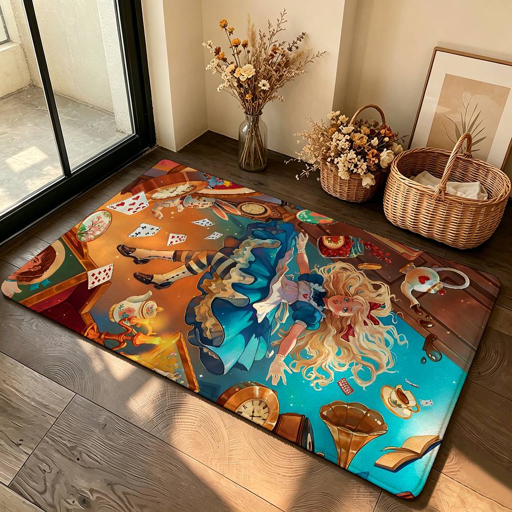 Classic Anime-A-alice In-W-wonderlandS Cute Carpet Bathroom Anti-slip Mat Door Mat Home Decoration Mat Entrance Door Mat