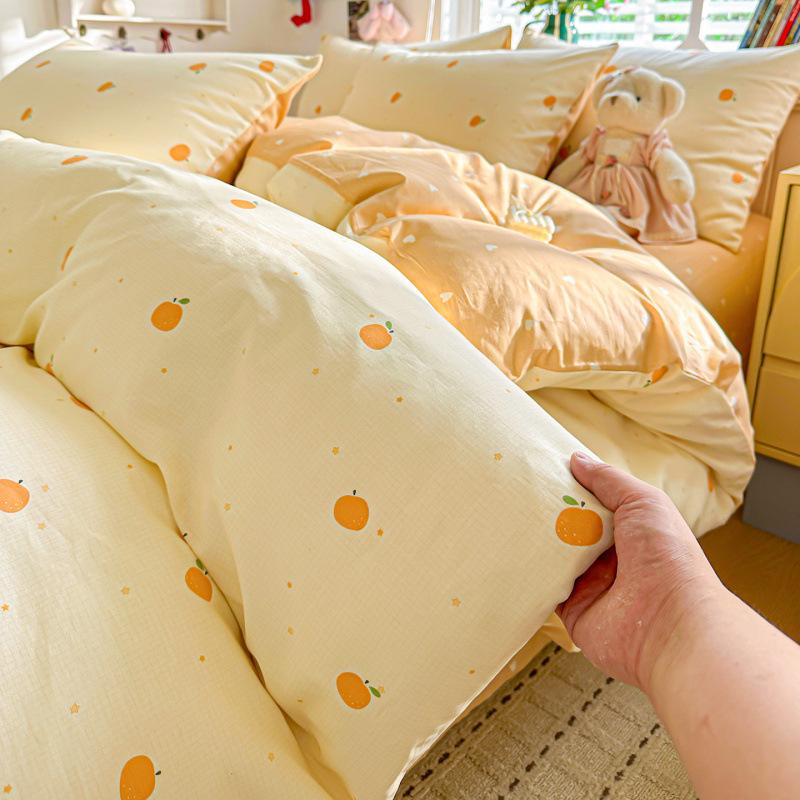 Pure Cotton Fresh Style Four-Piece Bedding Set for Spring/Summer - 2026 Edition (Fits 1.8m Beds)