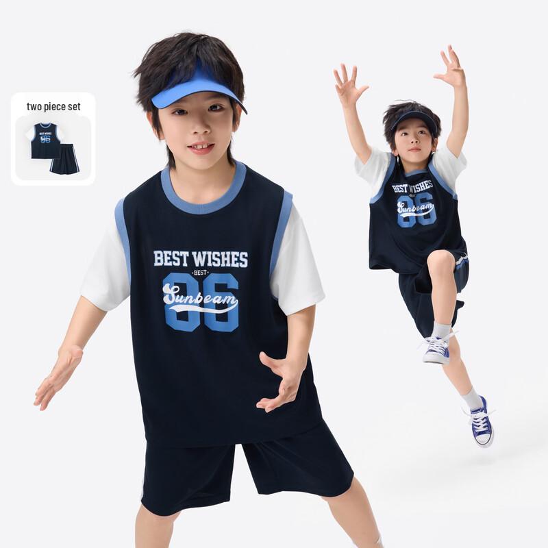 Boys  Letter Print Short Sleeve Sport Set 160