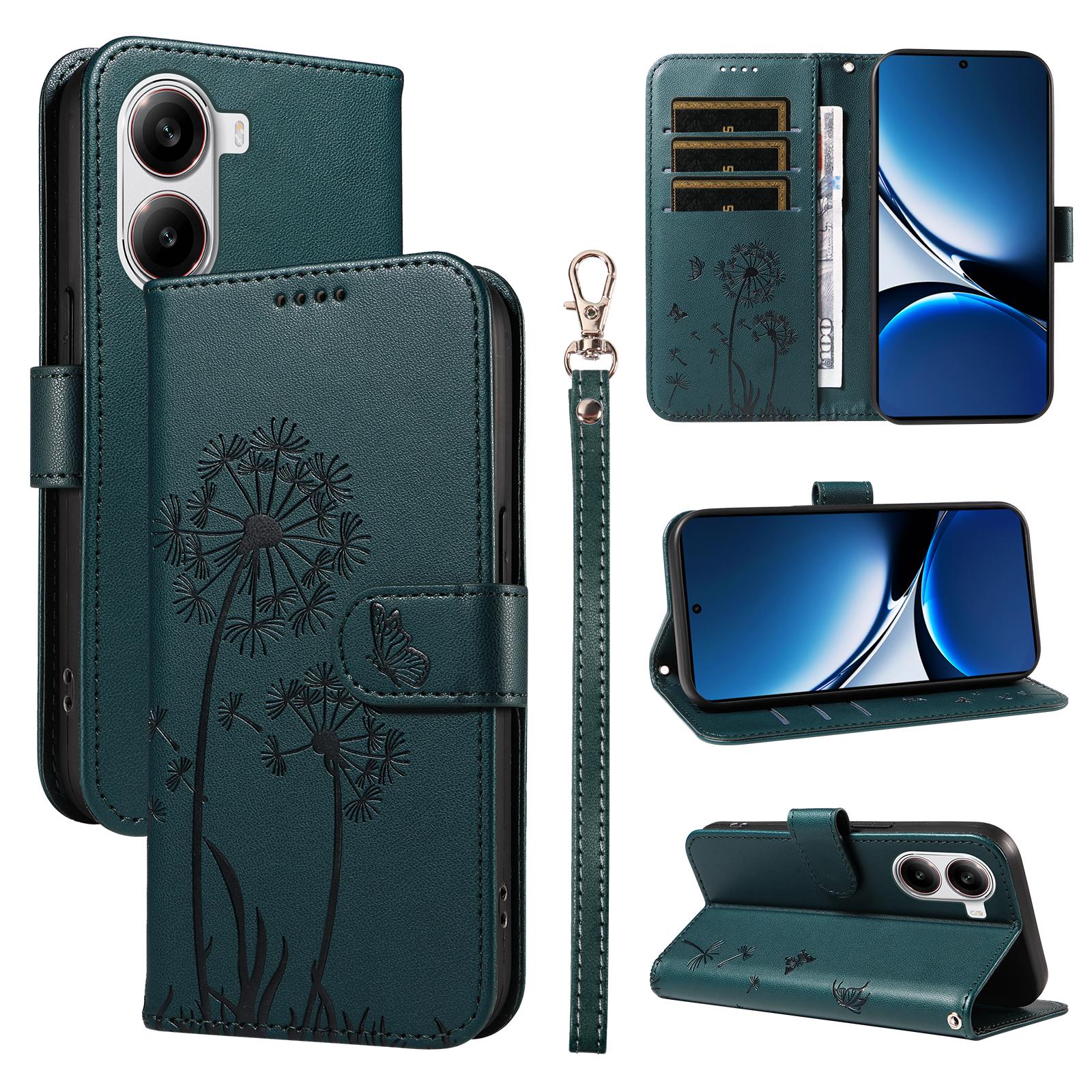 

For Xiaomi Redmi Turbo 4 5G/Poco X7 Pro 5G Leather Wallet Case with Strap Dandelion Imprint Phone Stand Cover Blue