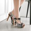 Dámské sandály na vysokém podpatku sexy evropský a americký styl léto nové voděodolné stolkové silné podpatky velká velikost boty s otevřenou špičkou