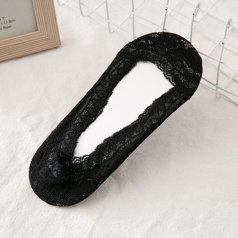 Women's Summer Ice Silk Low-Cut Invisible Lace Socks - Breathable, Anti-Slip, Super Thin