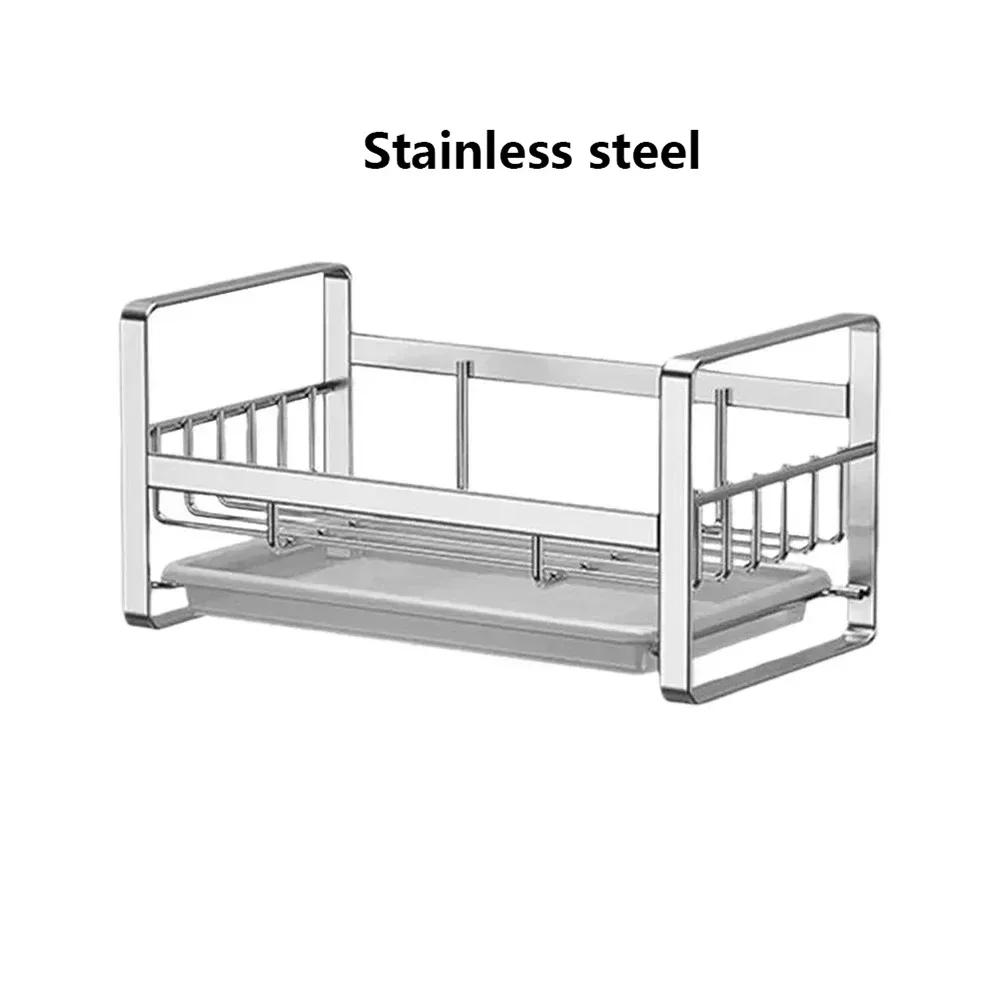 

Держатель из нержавеющей стали для губки, раковины, кухонные вешалки для тряпок, черная, серебристая, подставка для сливного лотка, подставка для хранения, органайзер для щеток и мыла