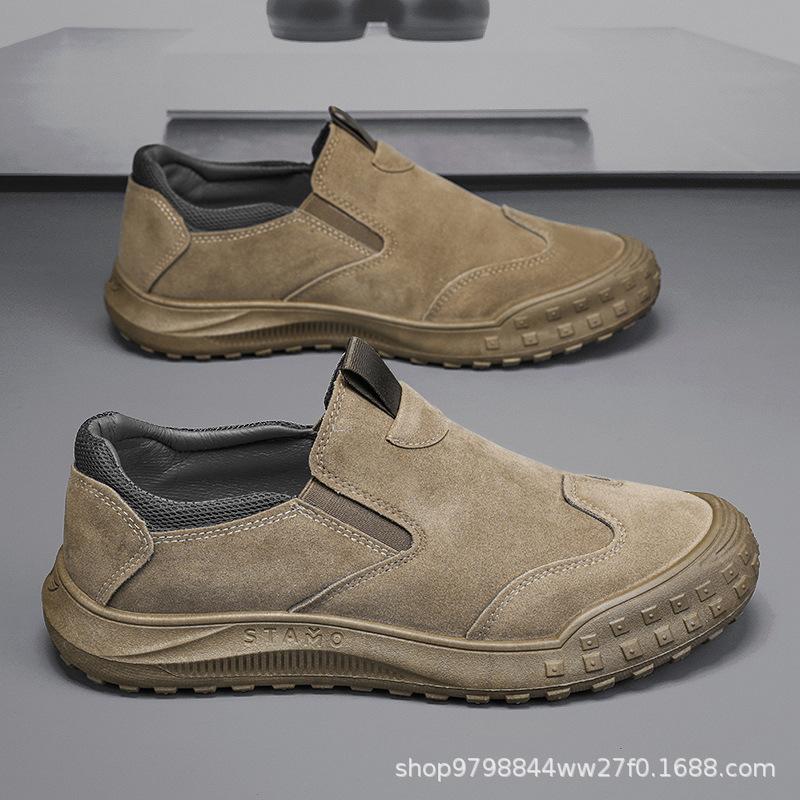 

Men s shoes 2025 summer new men s breathable one-pedal lazy shoes versatile trendy shoes casual labor insurance shoes hiking shoes 39 хаки