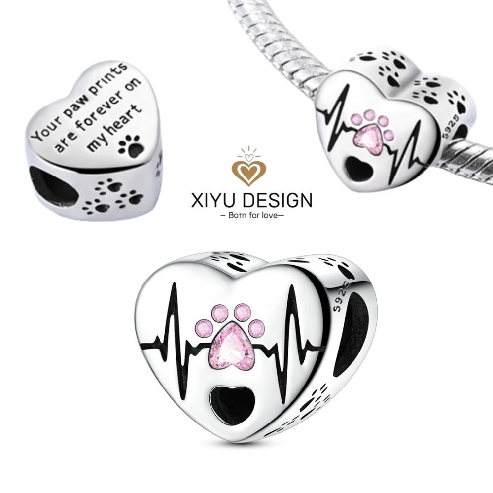 Heart Shaped Charms Copper Bead Family Friend Lover Mother'S Day Pets Sisters Fit Original Bangle Bracelets Diy Jewelry Gift