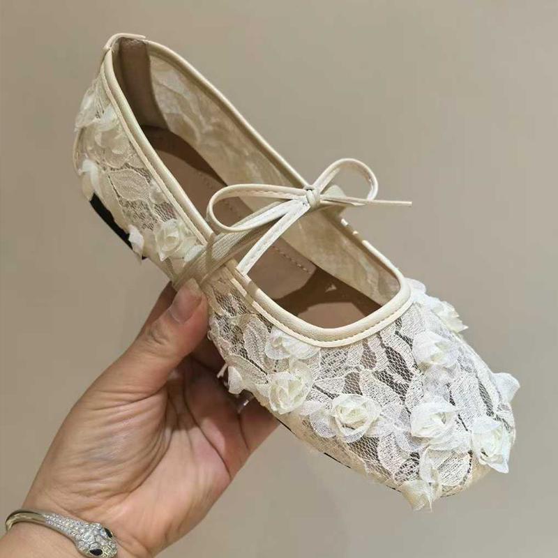Mode 2025 Ballerinas Damen Slipper Schuhe Elegant Mesh Spitze Schuhe Designer Flache Damen Sneaker Sommer Damenschuhe