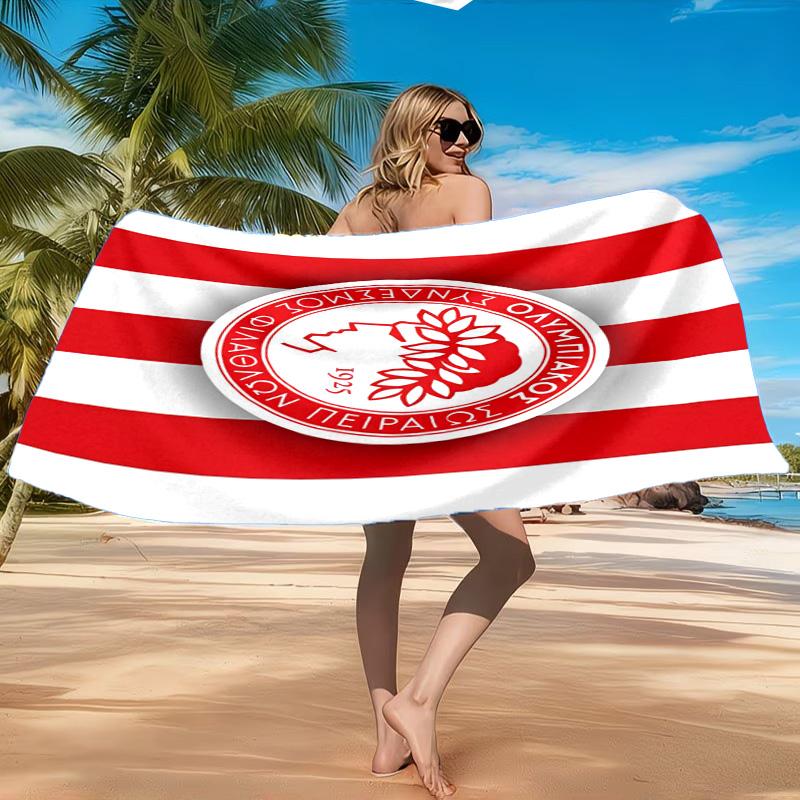 Olympiacos Fc: Serviette de plage Fierté Rouge et Noire, Séchage Rapide, Facile d'Entretien, Convient aux Vacances Fitness et Plage, Essentiel Sportif
