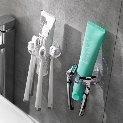 Étagère de Rangement pour Salle de Bain Murale Auto Porte-Brosse à Dents Distributeur de Dentifrice Support Rasoir Organisation Salle de Bain Gadgets pour la Maison