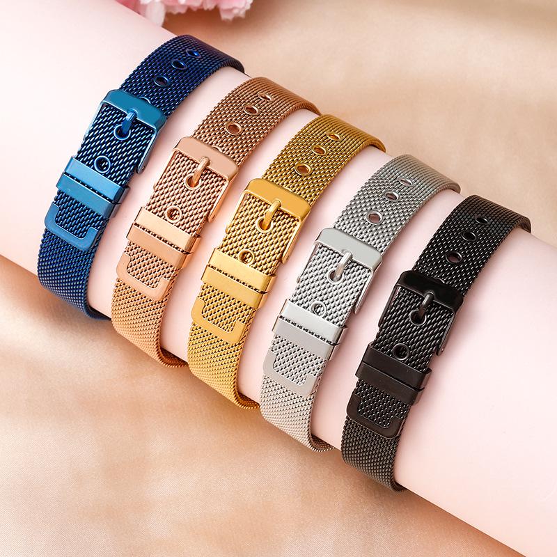 Stainless Steel Milanese Watch Strap with Pin Buckle, 06 Line Mesh Band, Adjustable for Men and Women, 10-22mm.