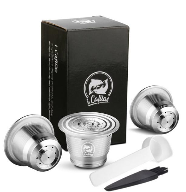 ICafilas Reusable Coffee Capsule for Nespresso Stainless Steel Refillable Filters Espresso for Essence Nespresso Capsule