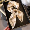 Korean version of printed temperament square scarf simulation silk 71cm headscarf versatile women's travel scarf silk scarf sunscreen shawl