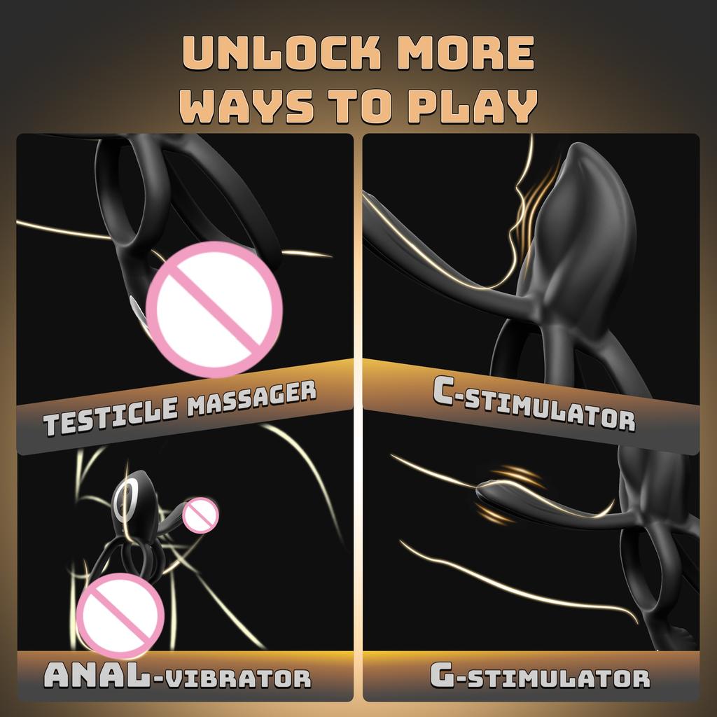 4in1 Vibrating Cock Ring Vibrator Penis Ring G Spot Clit Stimulator Men Ejaculation Delay Remote Control Couple Sex Toy