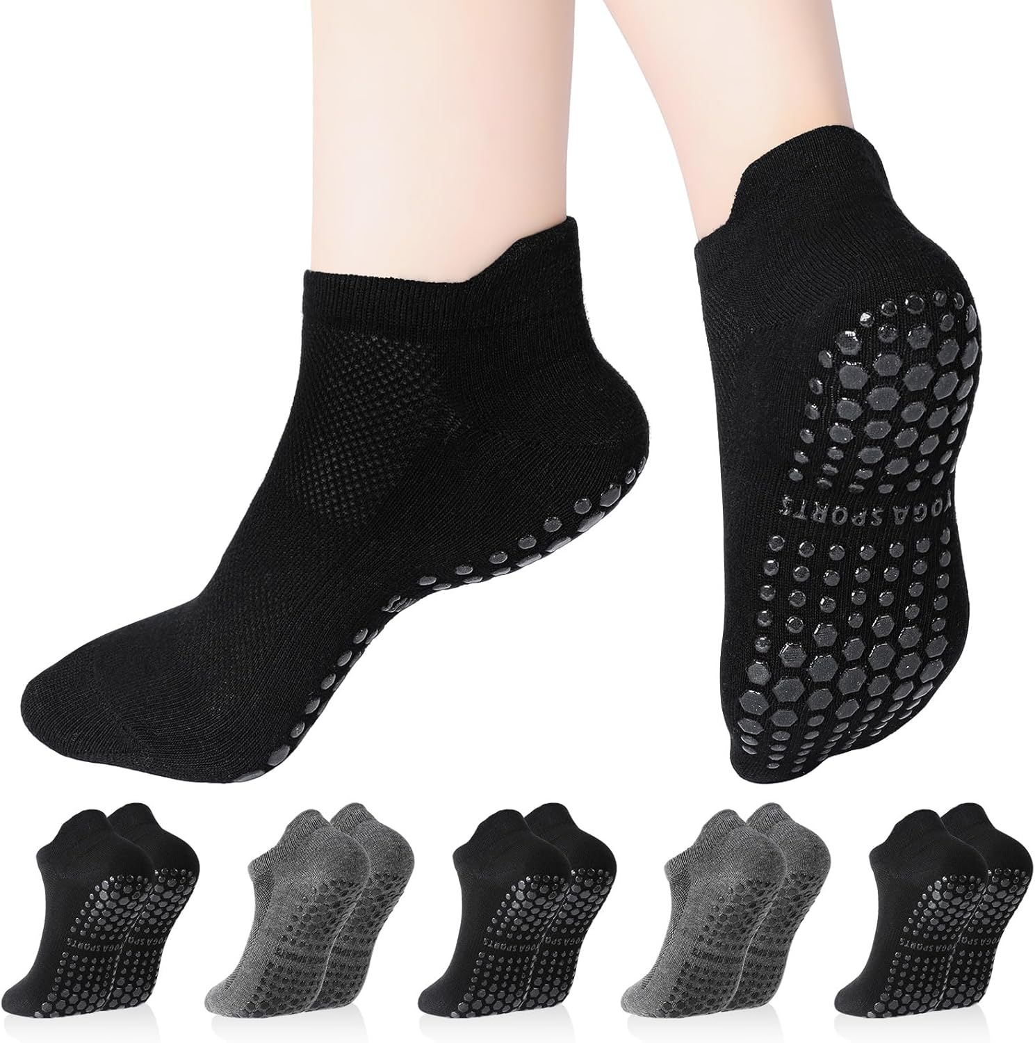 3 пары носков для пилатеса и йоги с захватами, женские нескользящие носки с захватами для больницы, танцев, йоги, размер UK 4-7 One Size