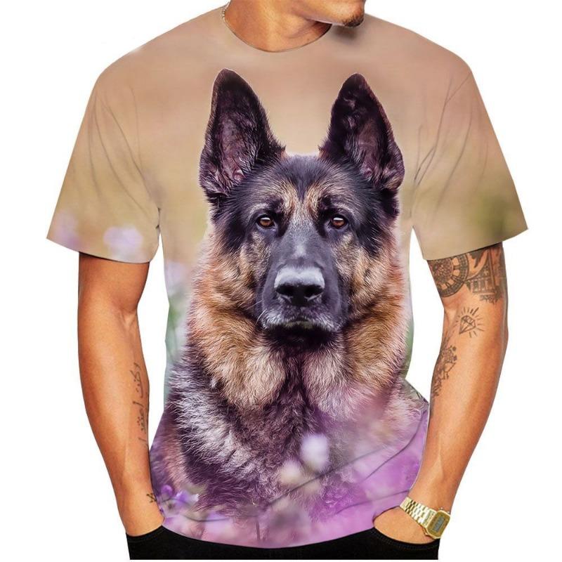 German Shepherd T-shirt Animal 3D Print Men Women Short Sleeve T Shirts