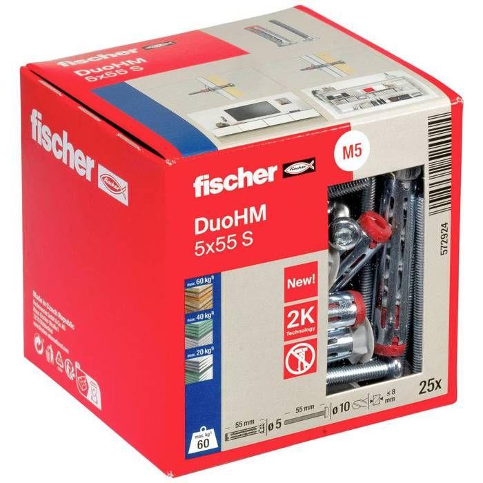 Fischer 572924 DuoHM 5x55 S PH TX Cheville Pour Corps Creux 55 Mm 25 Pc(s)