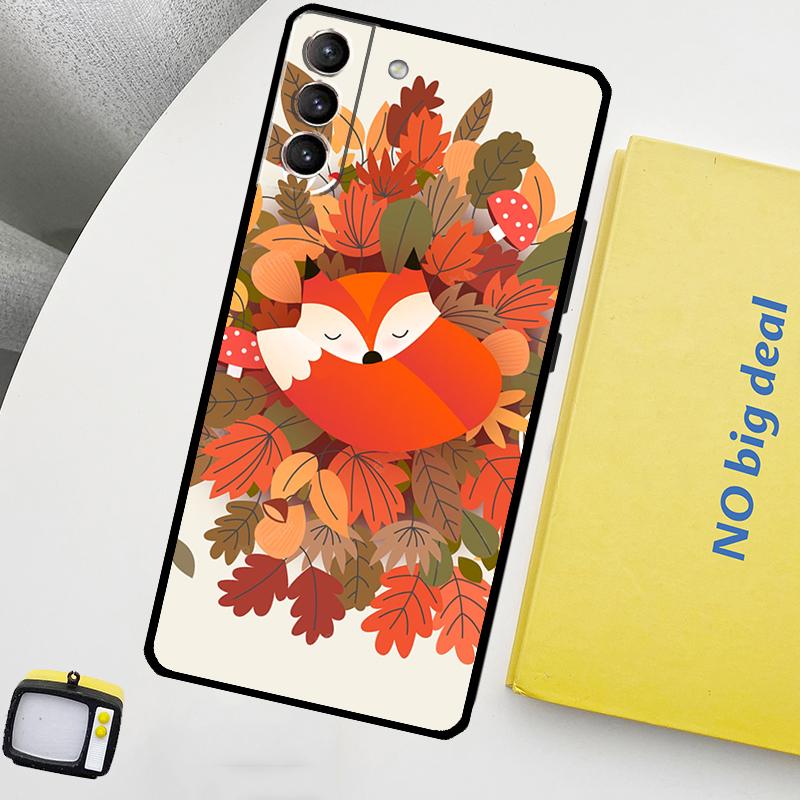 Autumn Leaves Fall Fox Phone Case For Samsung Galaxy S25 Ultra S20 S21 S22 S23 Plus S9 S10 S25 FE S24 Ultra Cover
