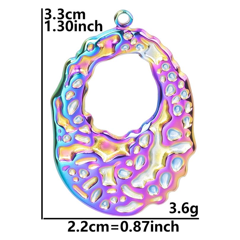 Personality Rainbow Irregular Round Heart Oval Stainless Steel Charm For Jewelry Making Bulk Supplies DIY Simple Earring Pendant