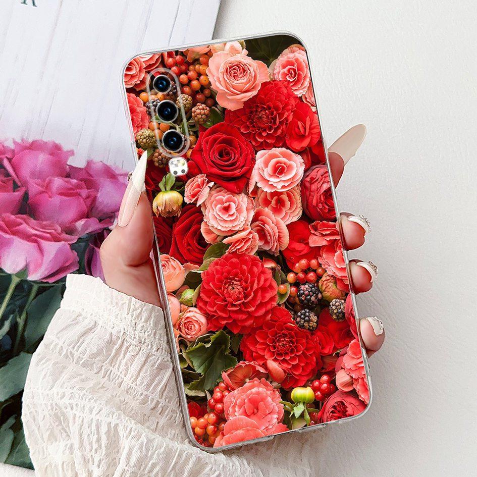 For Huawei P30 Case P30 Pro Cover ELE-L29 ELE-L04 VOG-L29 VOG-L09 Fashion Flower Soft Silicone Bumper For HuaweiP30 P30Pro Coque
