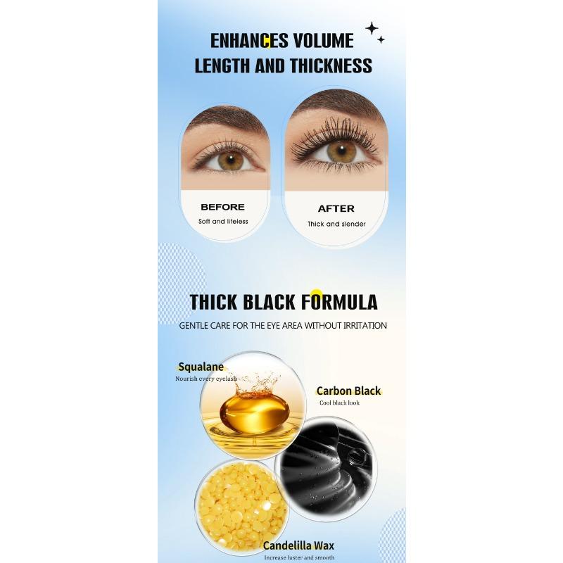 Velvet Black Thick Mascara Waterproof Non-blooming Non-makeup-free Long Curling Durable Styling Base Cream