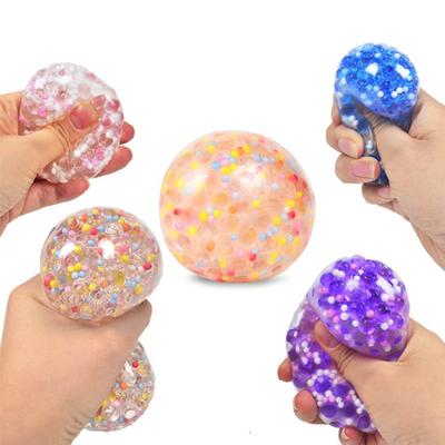 Squeeze Ball Toy Flexible Quick Rebound Colorful Foam Beads Pinch Toys Stress Relief Soft TPR Vent Ball Squishes Decompression Toy Kids Toy Gift