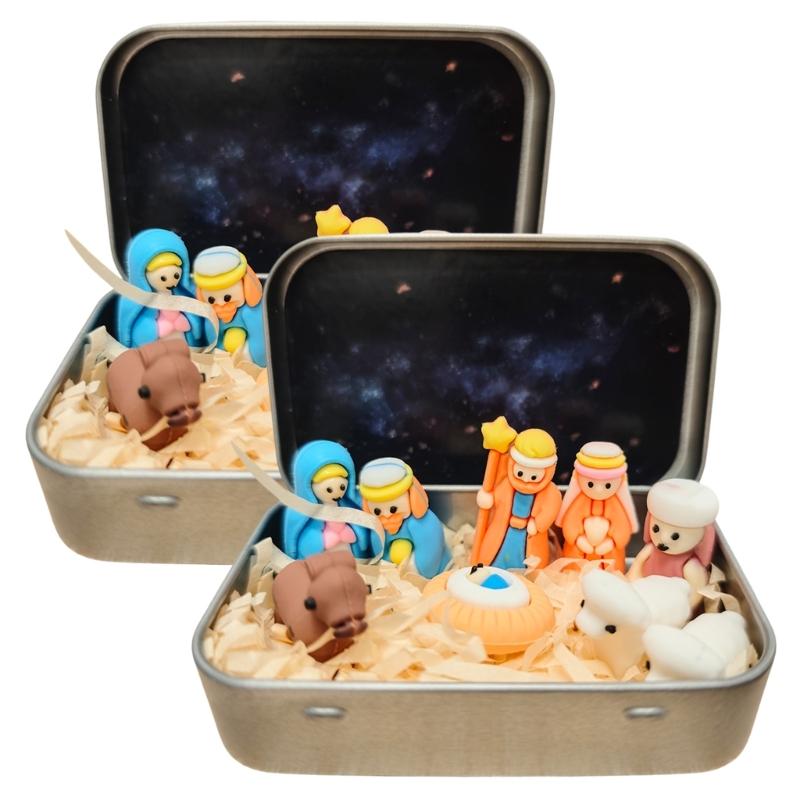 Portable Mini Christmas Nativity Ornament PVC Craft For Office Shelf Or Travel Decoration Bethlehem Scene