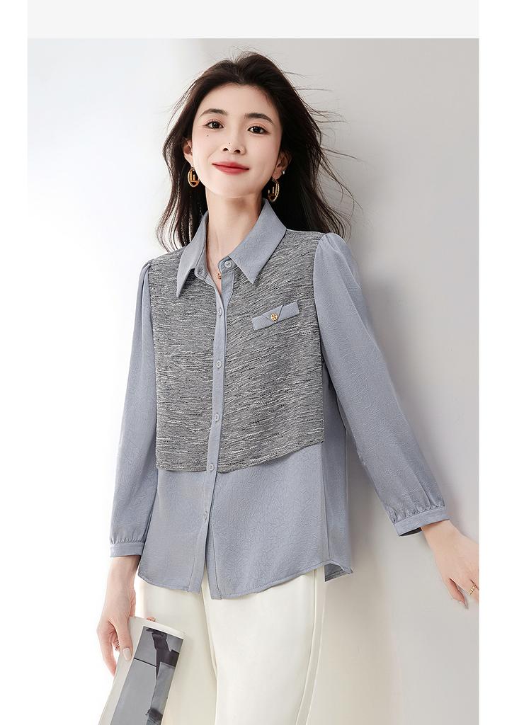 Casual collar, fashionable temperament, patchwork shirt, small shirt