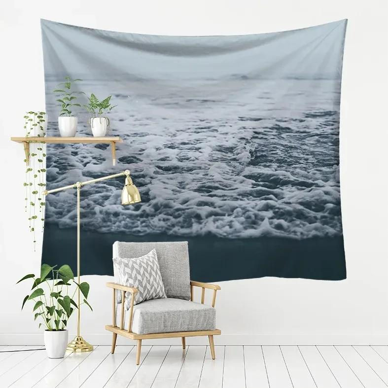 Wave Beach Boat Pattern Hanging Cloth Home Wall Decoration Tapestry Bedroom Living Room Tapestry