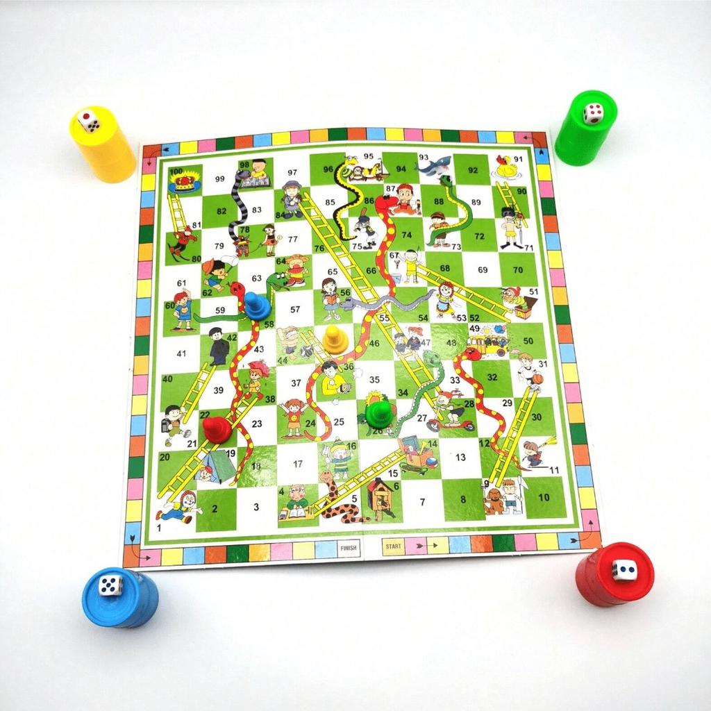 Gioco da Tavolo 2 in 1 Scacchi Scala Serpente + Ludo per Famiglia, Gioco di Carte, Gioco Ideale per Feste, Regalo