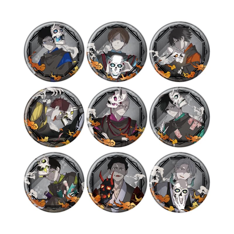 Gokuto Jihen 07 Демоническая маска версия. [Оригинальная иллюстрация] Значок-пуговица, набор из 9 штук