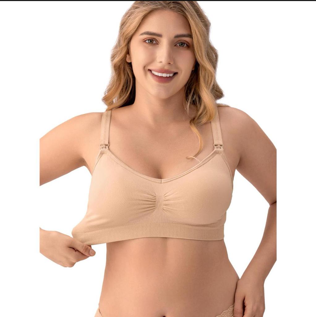 Plus Size Front-Opening Seamless Nursing Bra with Removable Breathable Pads