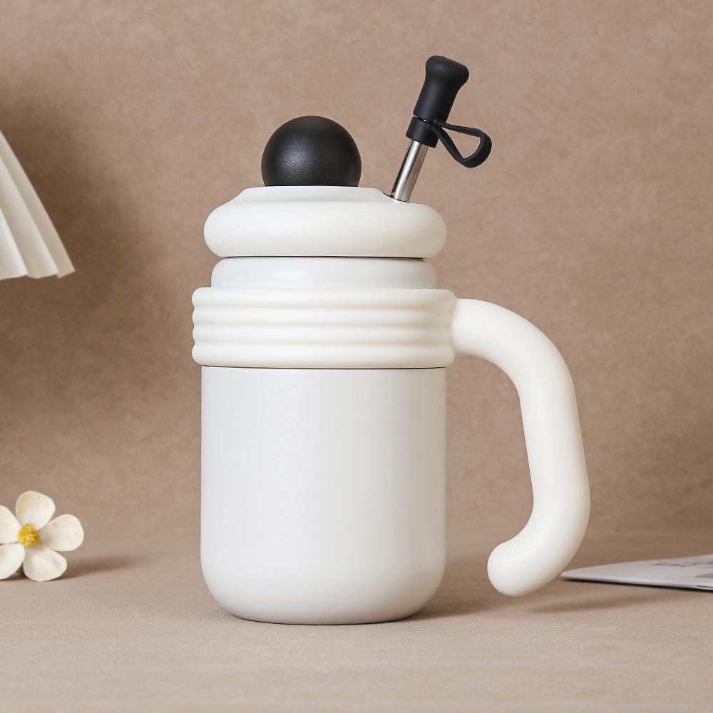 

Stainless steel thermos cup large capacity handle straw cup portable high value water cup 780ml білий